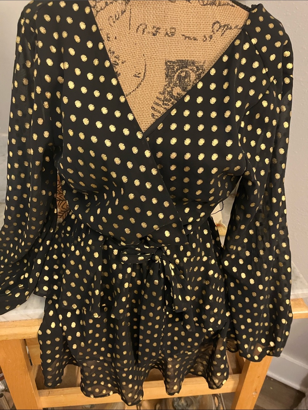 Altar'd State Black Dress with Gold Accents Sexy Fabulous!! Med!